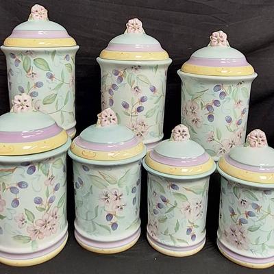 Capriware Ceramic Hand Painted Storage Canisters 