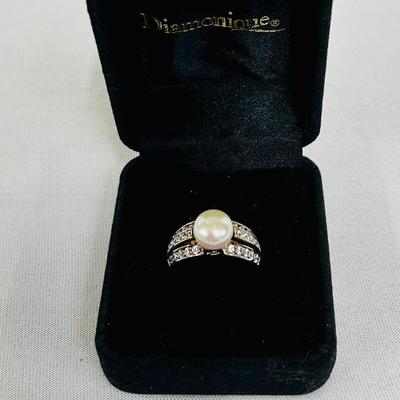 NIB Sterling Diamonique Ring, size 7