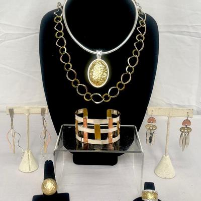 Sterling, Copper And Brass Jewelry & Joan Rivers Necklace 