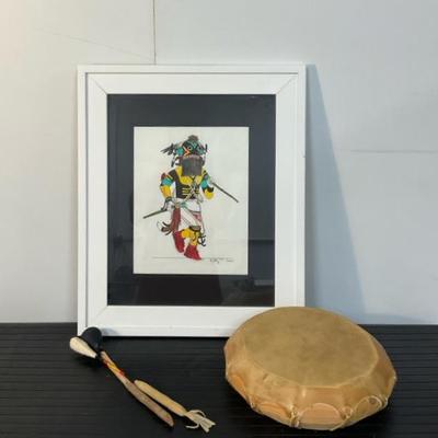 Original Hopi Artwork W/ Hand Drum