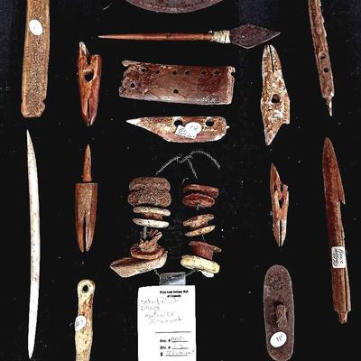 Assorted Alaskan/Arctic Indigenous Bone & Metal Artifacts
