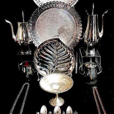 Vintage Silverplate Tableware & Decor Lot