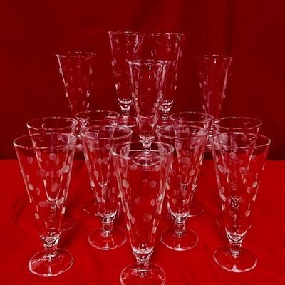 (14) MCM Anchor Hocking Polka Dot Pilsner Beer Glasses