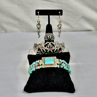 *Carolyn Pollak 925 Sterling Silver & Turquoise Jewelry 