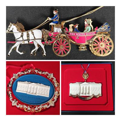 (4) White House Historical Christmas Ornaments w/Boxes (1999–2002)