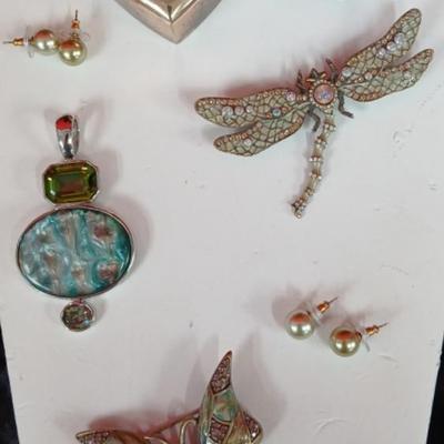 Vintage Enamel Large Joan Rivers Dragonfly Pin 3.5" W +