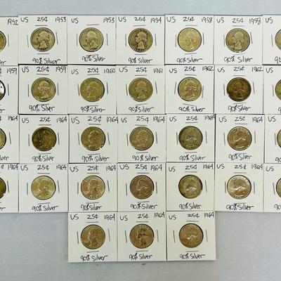 (31) Circulated Silver Quarters 1952 - 1964