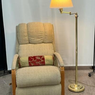 Lazyboy Rocker Recliner W/ Brass Tone Floor Lamp