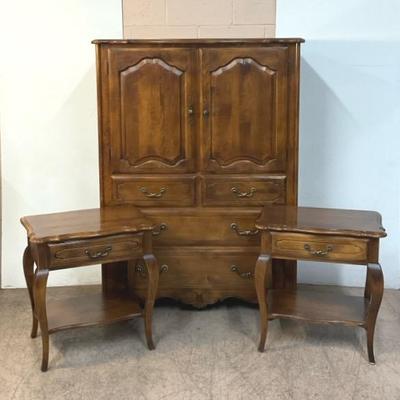 Country French Tall Gentleman Chest W/ Nightstands By Ethan Allen