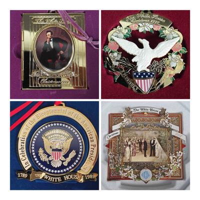 (4) White House Historical Christmas Ornaments w/Boxes / 1989, 1998, 1999, 2007