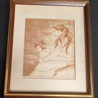 Vintage Framed Lithograph By Joan Purcell Original Pencil Signed