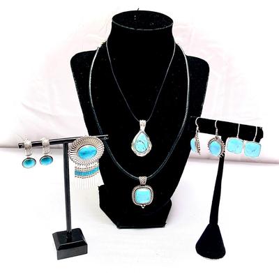 Turquoise Inlaid Sterling Silver Jewelry