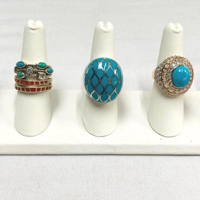 Colorful Stamped Sterling Rings