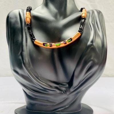 Running Bear Copper & Onyx Statement Necklace 