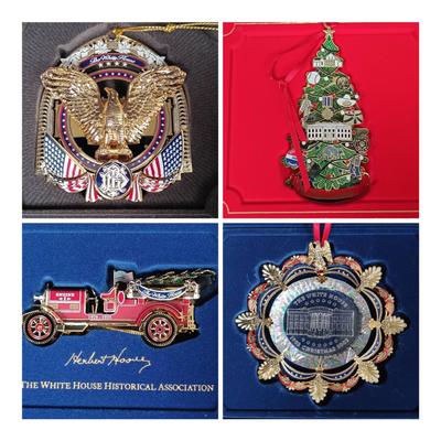 (4) White House Historical Christmas Ornaments w/Boxes (2002, 2015–2017)
