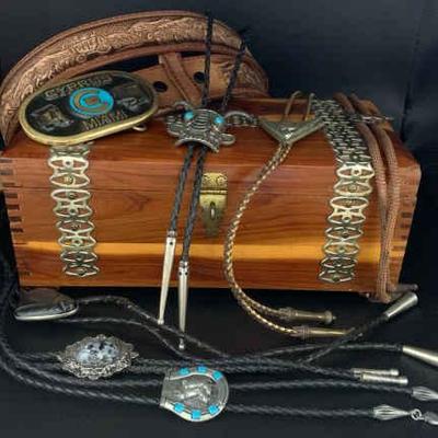 Bo421 box belt and bolo ties