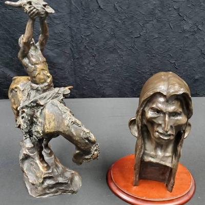 Bo343 native american bust and statue
