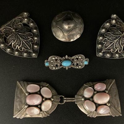 Bo459 sterling and vintage belt buckles