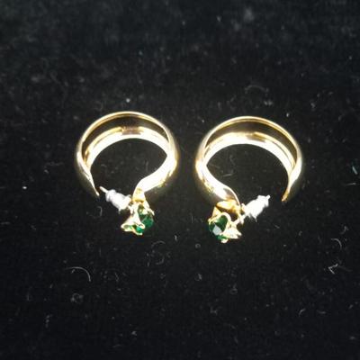 14k & Gemstone Hoop Stud Earrings - TW 5.1g
