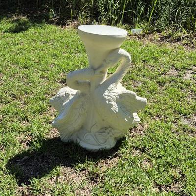 Vintage Swans Heavy Hollow Ceramic Lawn Planter Stand - 24" Tall