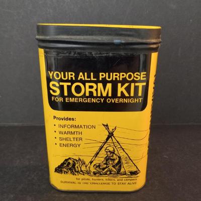 Vintage Tacoma Mountain Rescue "Your All Purpose Storm Kit for Emergency Overnight" Tin