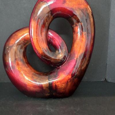 Vintage Abstract Swirl Heart  Ceramic Figurine - 13" x 15¼"