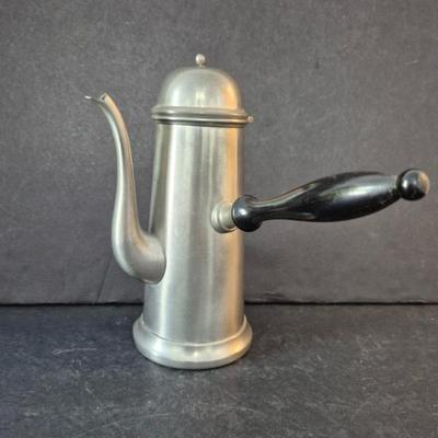 Vintage 1920s Queen's Art Pewter Holloware Chocolate Pot with Wood Handle