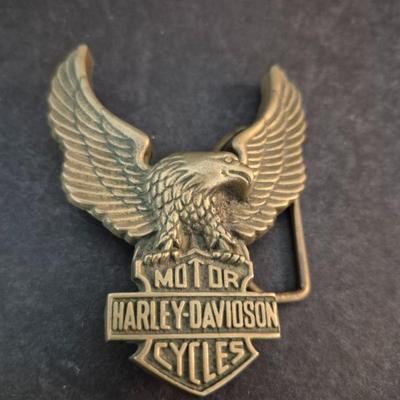 Vintage 1979 Baron Buckle Solid Brass Harley-Davidson Eagle Buckle