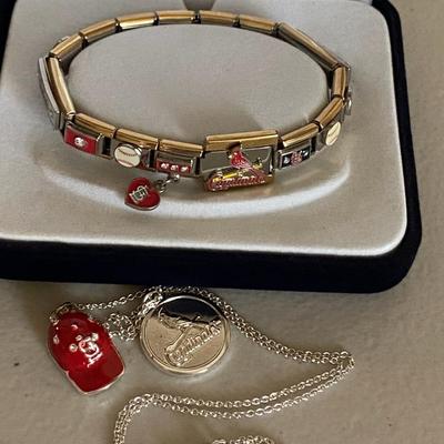 St. Louis Cardinals Italian Link Charm Bracelet PLUS Necklace 