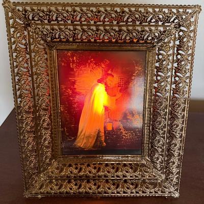 Lighted Picture Of Jesus In A Nice Metal Frame