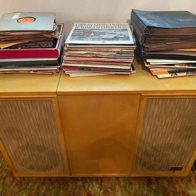 Vintage Zenith Record Player Console with Records from Coral, Columbia, Mercury & More 