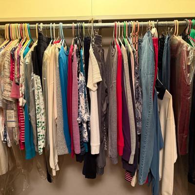Contents Of A Bedroom Closet, Includes Tops And Jeans Size M-L
