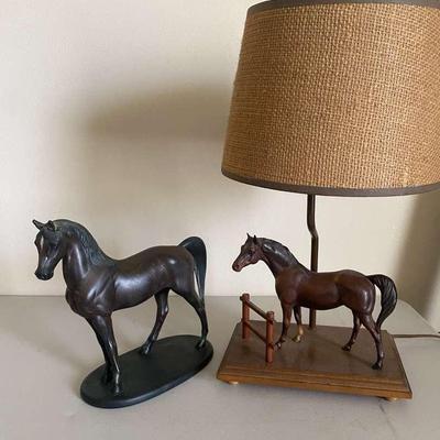 Vintage Horse Items Including a Lamp & Holland Mold Horse