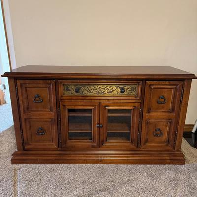 Wood and Glass Entertainment Center