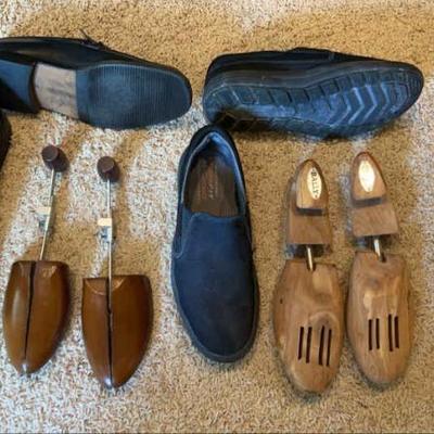 Wood shoe tree forms and two pair of shoes to boot