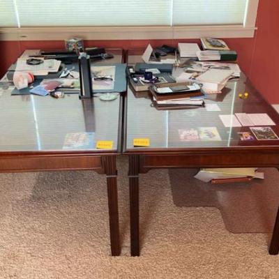 Large cherry wood work table or desk 1 of 2