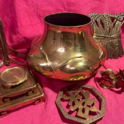 Brass vase pedestals, decor