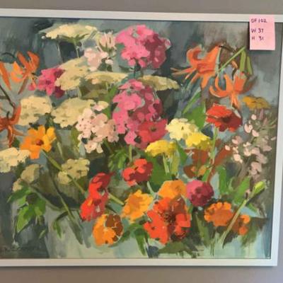 Jk schmidt original acrylic floral painting