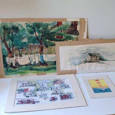 Watercolor originals and art print lot