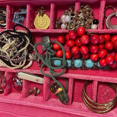 Mixed box jewelry pierced earrings wood beads and more