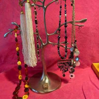 Beaded necklaces bracelet and small pin