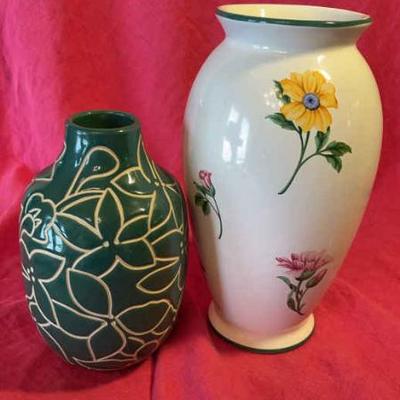 Tiffany vase and green vase