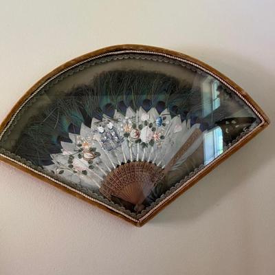 Framed antique fan