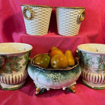 Festive pots and limoge footed bowl