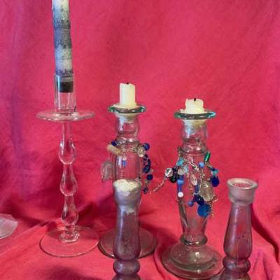 Glass candlestick holders