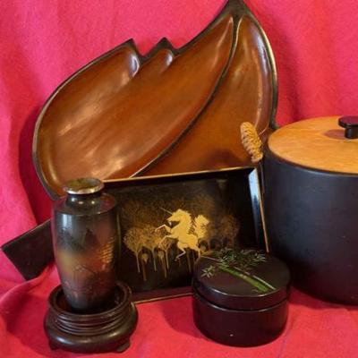 Japanese black laquer and ice bucket