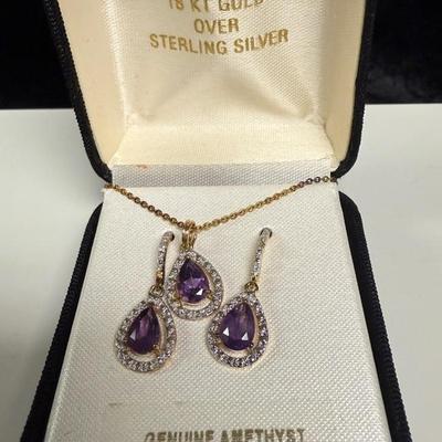 18k Genuine Amethyst Diamond Accent