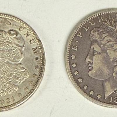2 One Dollar Coins 1921, 1887