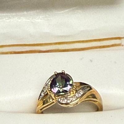 10k Topaz and Diamond Ring