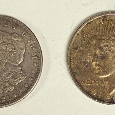 2 One Dollar Coins 1921, 1923